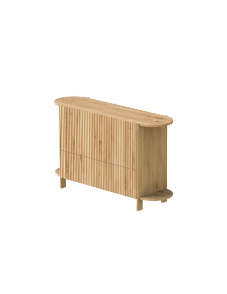 Hochwertige Kommode BÓN aus massiver Natureiche, Sideboard oval, lackiert, 2-türig mit 2 Schubladen - 1