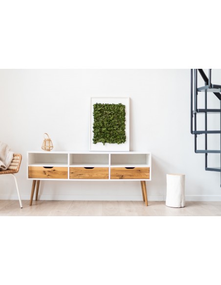 TV cabinet BOX 150 cm, white with wood, Scandinavian style - 2