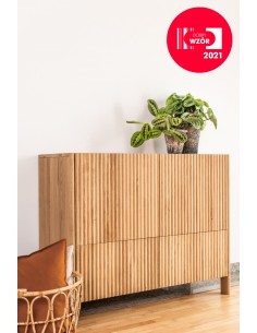 Komoda dębowa prosta - kolekcja BÓN | Moonwood, Komoda ryflowana z szufladami, drewniana, prosta BÓN BÓN Collection - BONKM02-10 2