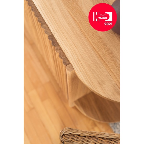 Niska komoda dębowa - kolekcja BÓN | Moonwood, Komoda ryflowana drewniana, niska, owalna BÓN BÓN Collection - BONKM05-107 