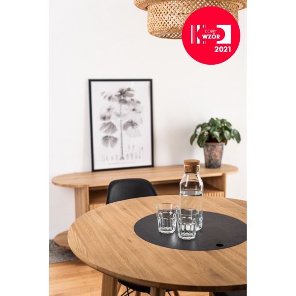 Round oak table with storage compartment 95 cm, BÓN - 3