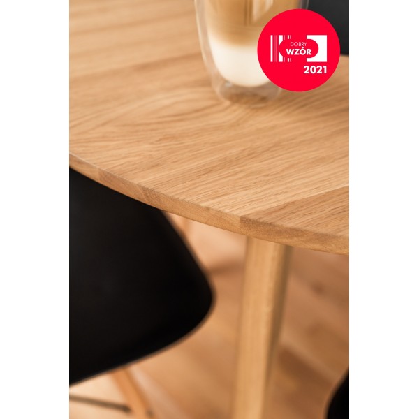 Round oak table with storage compartment 95 cm, BÓN - 4