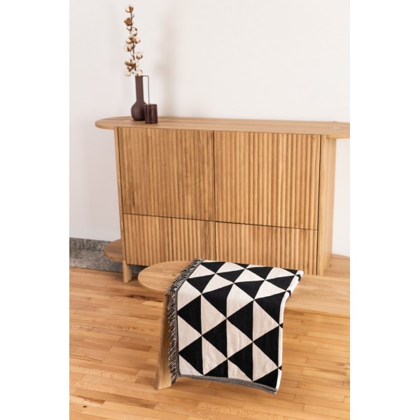 Hochwertige Kommode BÓN aus massiver Natureiche, Sideboard oval, lackiert, 2-türig mit 2 Schubladen - 5