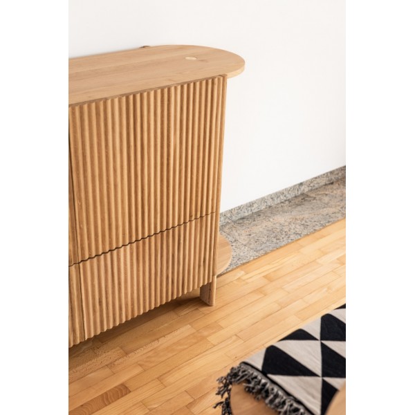 Hochwertige Kommode BÓN aus massiver Natureiche, Sideboard oval, lackiert, 2-türig mit 2 Schubladen - 6