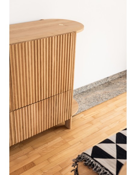 Hochwertige Kommode BÓN aus massiver Natureiche, Sideboard oval, lackiert, 2-türig mit 2 Schubladen - 6