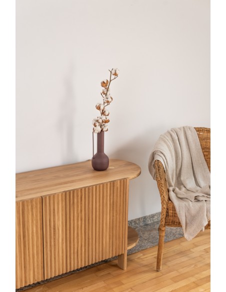 Niska komoda dębowa - kolekcja BÓN | Moonwood, Komoda ryflowana drewniana, niska, owalna BÓN BÓN Collection - BONKM05-107 