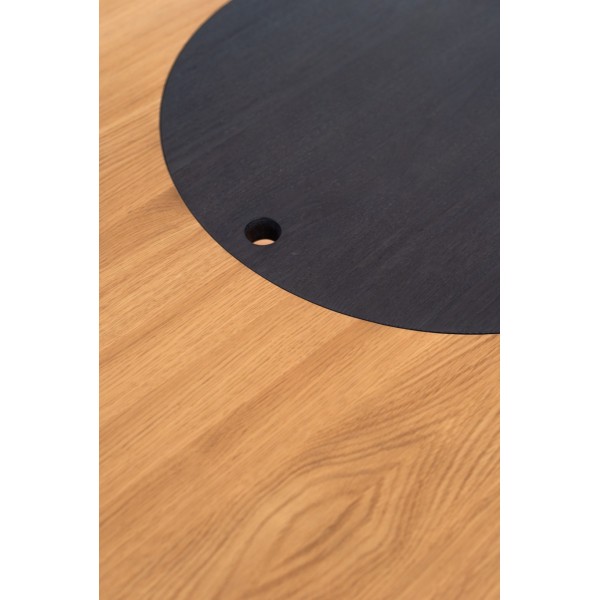 Round oak table with storage compartment 95 cm, BÓN - 5