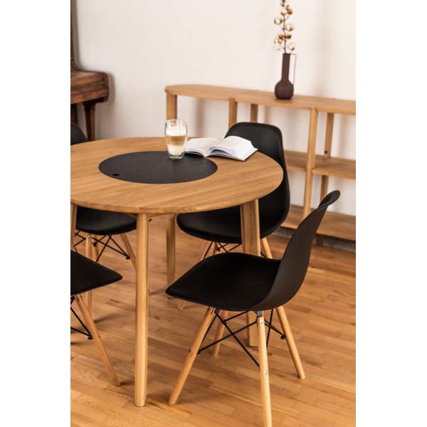 Round oak table with storage compartment 95 cm, BÓN - 6