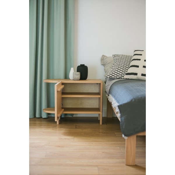 Szafka nocna owalna - kolekcja BÓN | Moonwood, Szafka nocna drewniana, ryflowane fronty, owalna, BÓN Strona główna -  