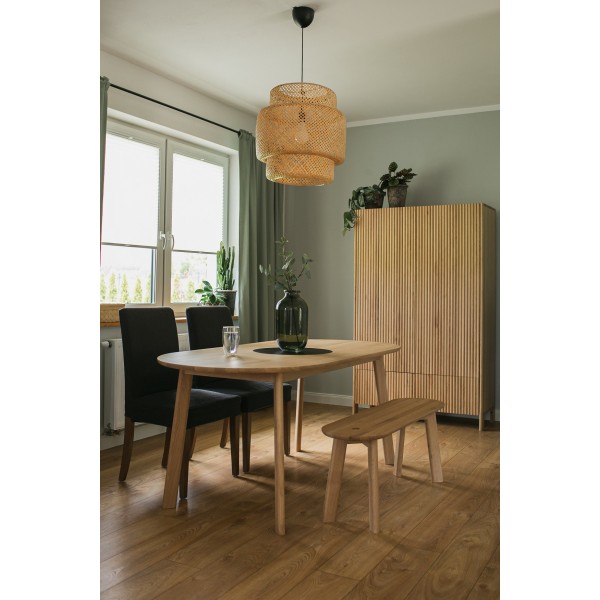 Oval oak table with storage compartment, BÓN - 2