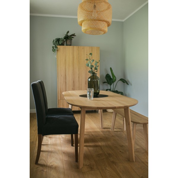 Oval oak table with storage compartment, BÓN - 3