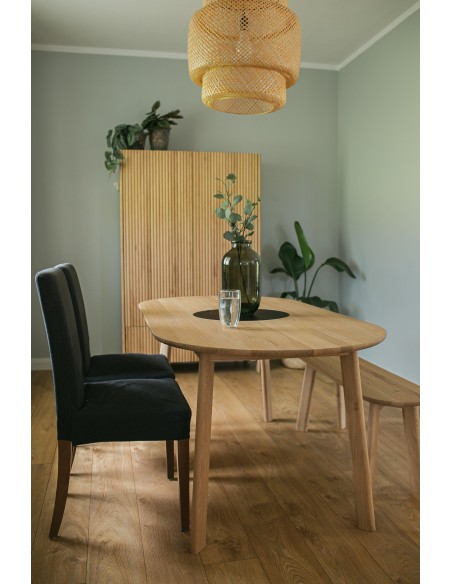 Oval oak table with storage compartment, BÓN - 3