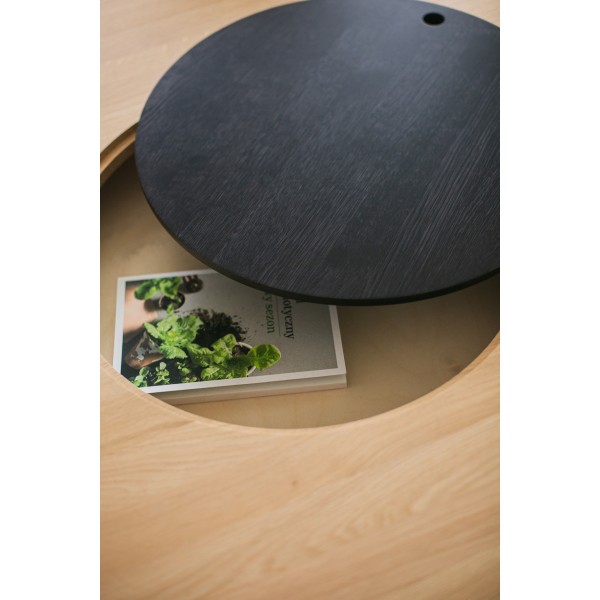 Oval oak table with storage compartment, BÓN - 4