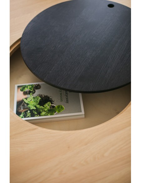 Oval oak table with storage compartment, BÓN - 4