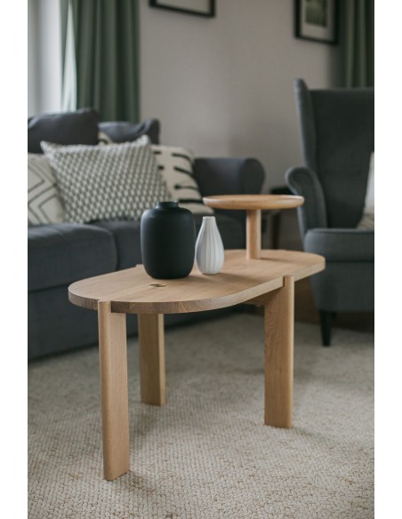 Ovaler Couchtisch BÓN aus massiver Natureiche, Beistelltisch lackiert - 6