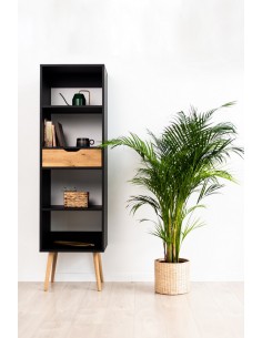 Wooden BOX bookcase, black with wood, Scandinavian style - 1 2