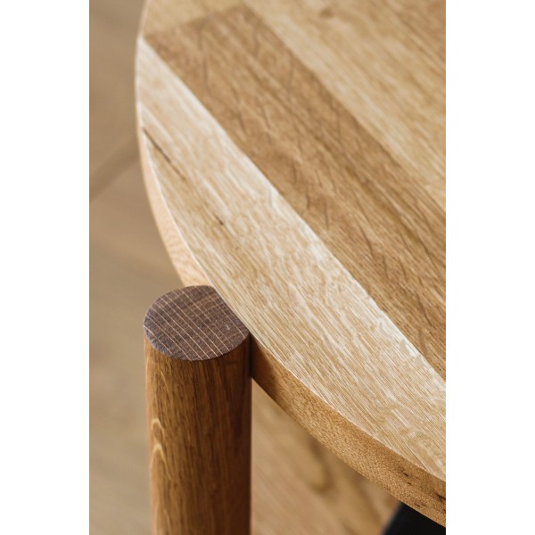 Stolik dębowy okrągły z półką, olejowany, średnica 60 cm | Moonwood, Okrągły stolik kawowy z półką, średnica 60 cm Double Oak - 