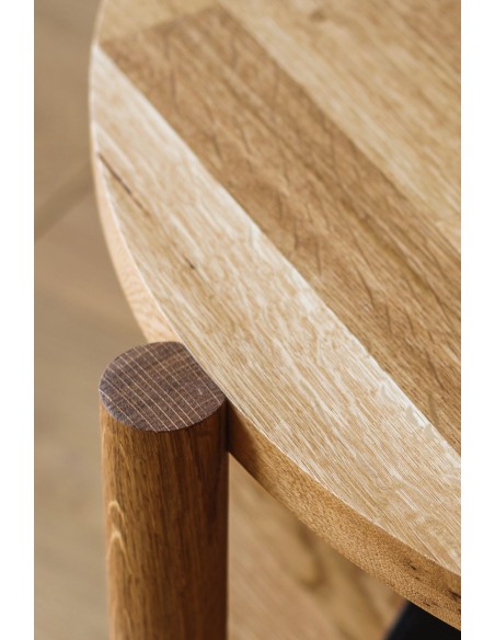 Stolik dębowy okrągły z półką, olejowany, średnica 60 cm - 3