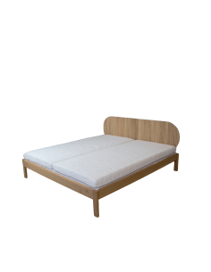 Double oak bed with a fluted headboard, BÓN - 1