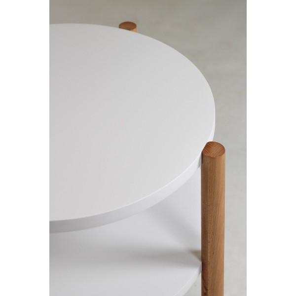 Stolik dębowy okrągły z półką, olejowany, średnica 60 cm | Moonwood, Okrągły stolik kawowy z półką, średnica 60 cm Double Oak - 