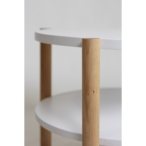 Stolik dębowy okrągły z półką, olejowany, średnica 60 cm | Moonwood, Okrągły stolik kawowy z półką, średnica 60 cm Double Oak - 