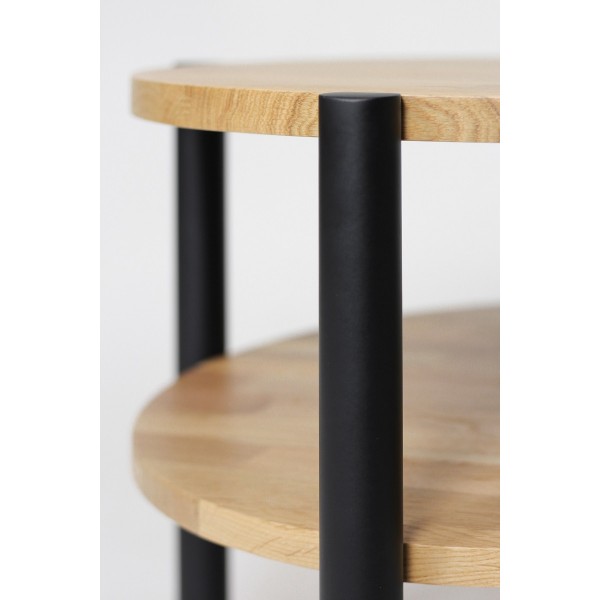 Stolik dębowy okrągły z półką, olejowany, średnica 60 cm | Moonwood, Okrągły stolik kawowy z półką, średnica 60 cm Double Oak - 