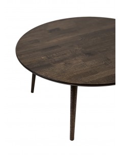 Okrągły stolik dębowy do salonu, ciemny brąz - 1 2