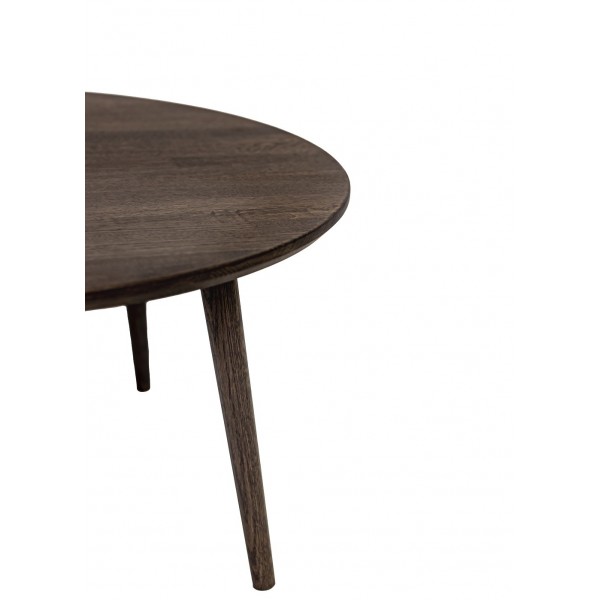 Okrągły stolik dębowy do salonu, ciemny brąz - 4