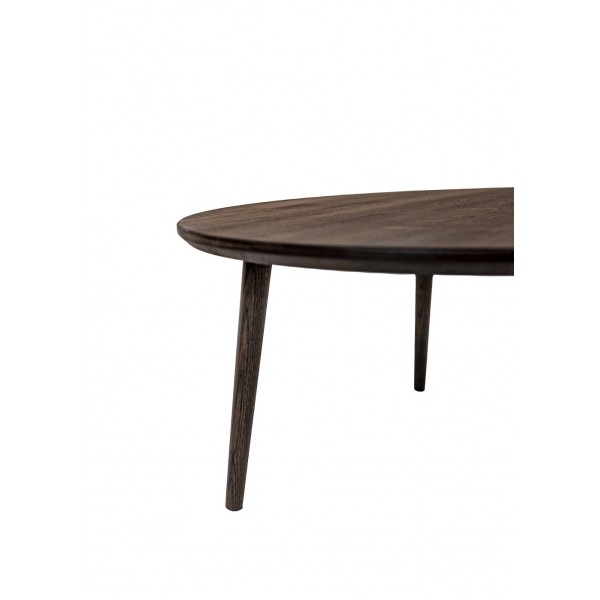 Okrągły stolik dębowy do salonu, ciemny brąz - 6