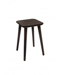Taboret dębowy kwadratowy, ciemny brąz, CLASSIC - 1