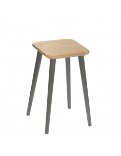 Quadratischer Hocker aus massiver Eiche - 19