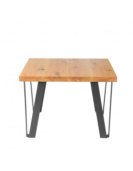 Stolik dębowy, kwadratowy Freja | Stoliki - moonwood.pl, Rustykalny stolik dębowy Freja 70x70 cm, stolik kwadratowy z metalowymi